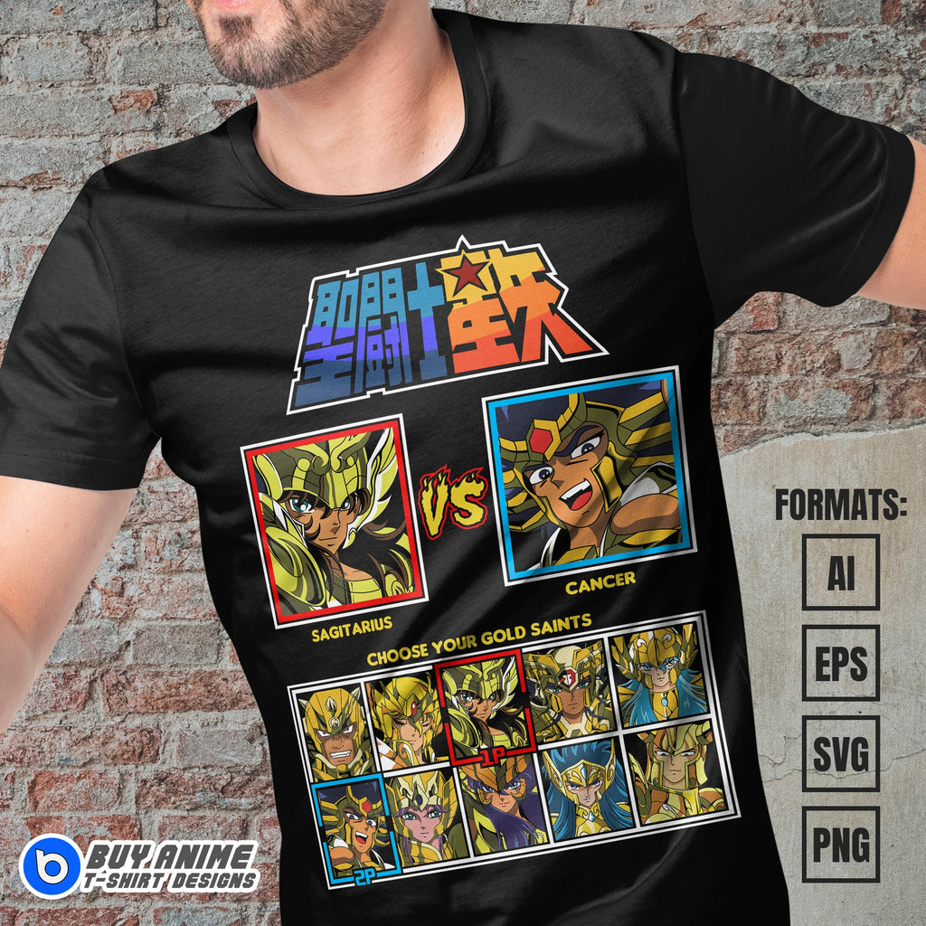 Premium Saint Seiya Anime Vector T-shirt Design Template