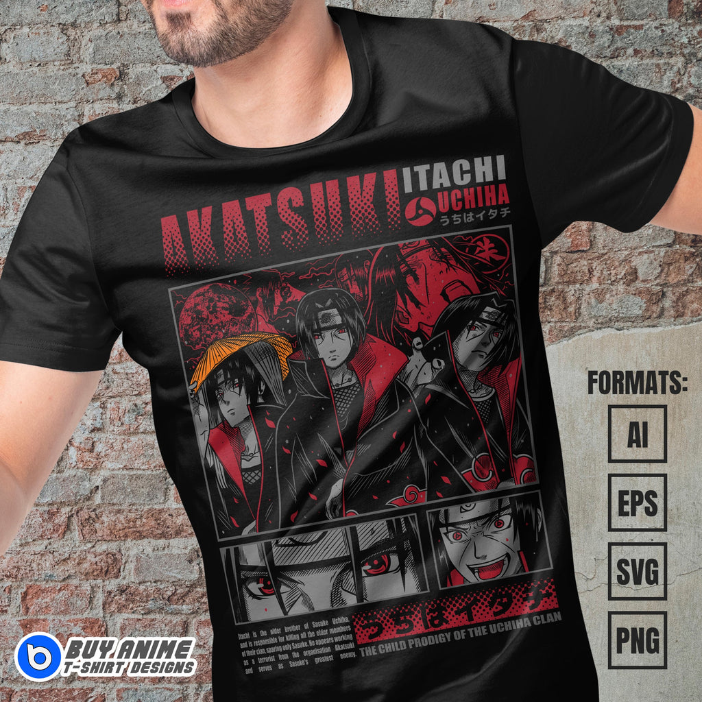 Premium Itachi Uchiha Naruto Anime Vector T-shirt Design Template #9