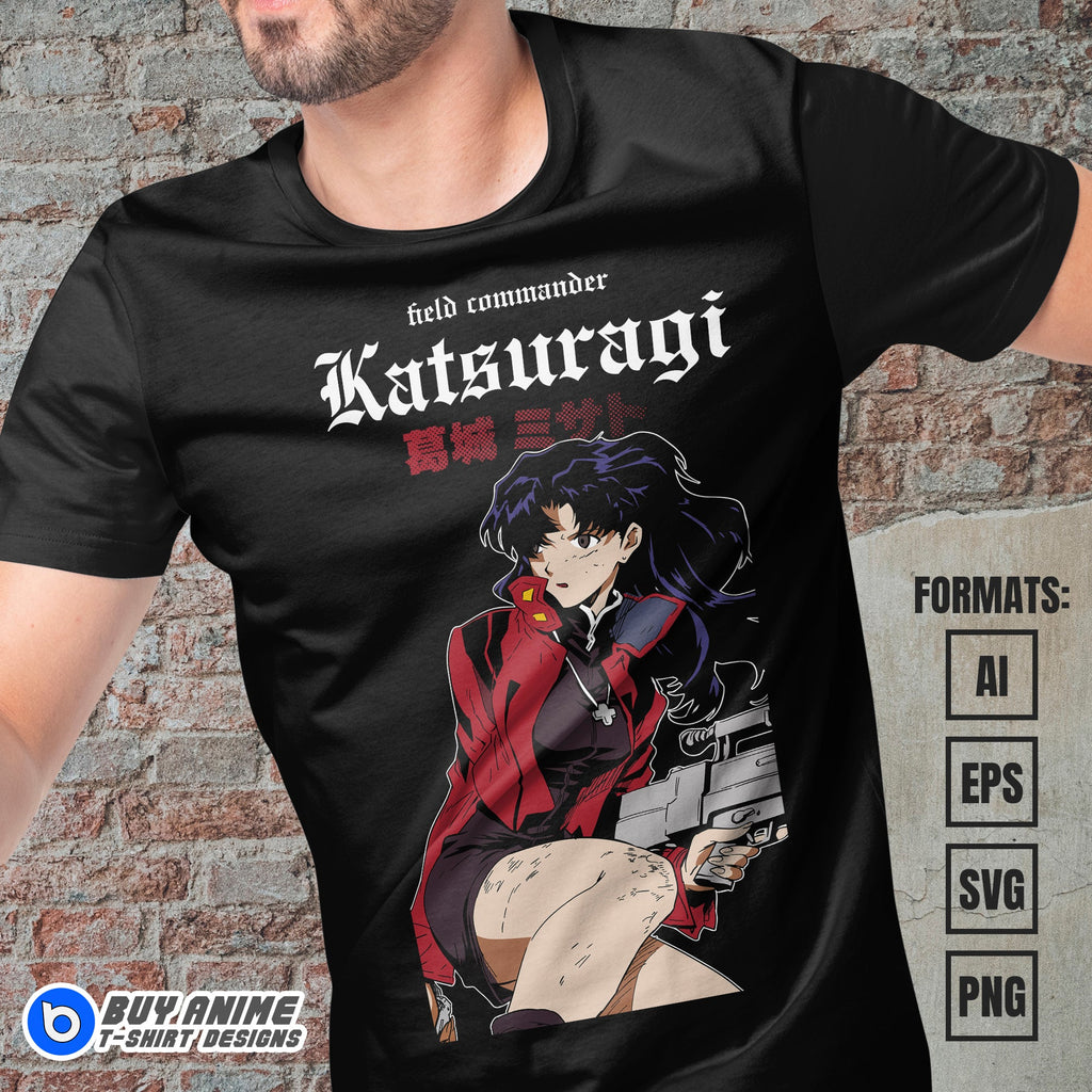 Premium Misato Neon Genesis Evangelion Anime Vector T-shirt Design Template #3