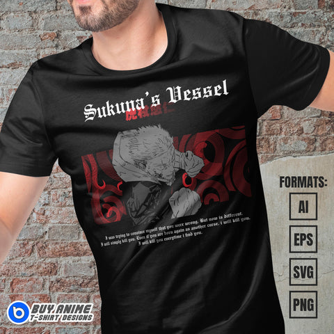 Premium Itadori Jujutsu Kaisen Anime Vector T-shirt Design Template #2