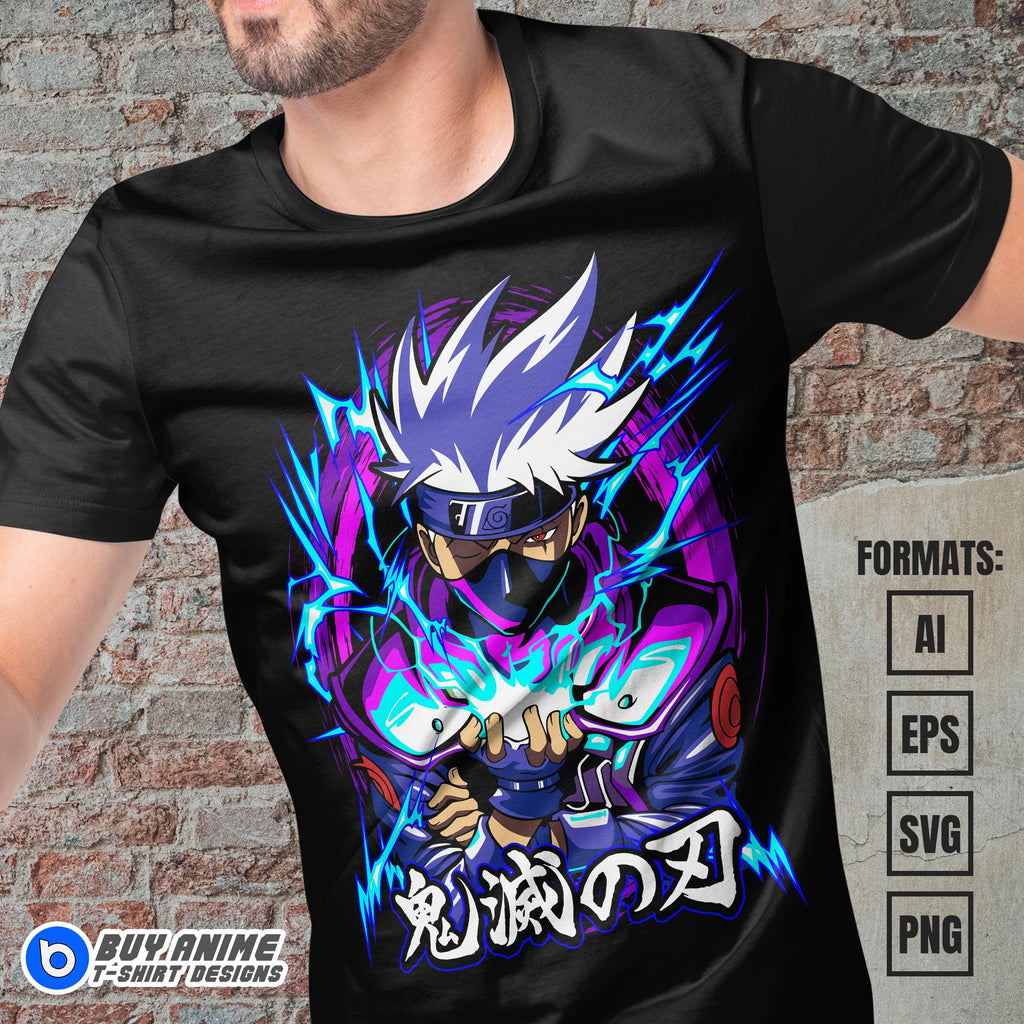 Premium Kakashi Hatake Naruto Anime Vector T-shirt Design Template #11