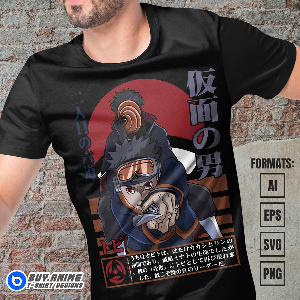 Premium Obito Uchiha Naruto Anime Vector T-shirt Design Template #6