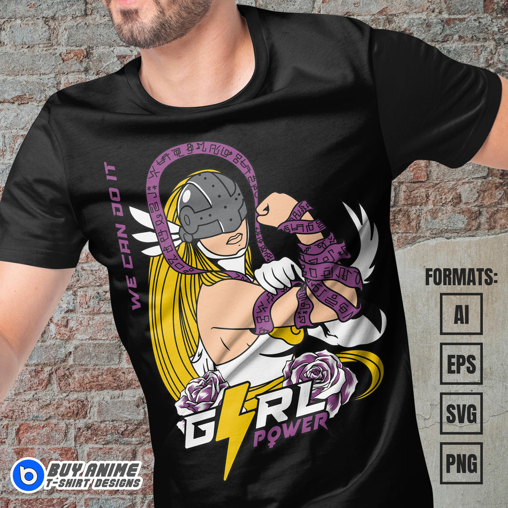 Premium Angewomon Digimon Anime Vector T-shirt Design Template #3