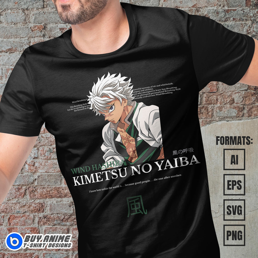 Premium Sanemi Demon Slayer Anime Vector T-shirt Design Template #3