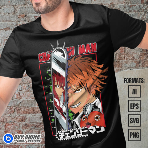 Premium Chainsaw Man Anime Vector T-shirt Design Template #35