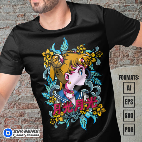 Premium Sailor Moon Anime Vector T-shirt Design Template #7