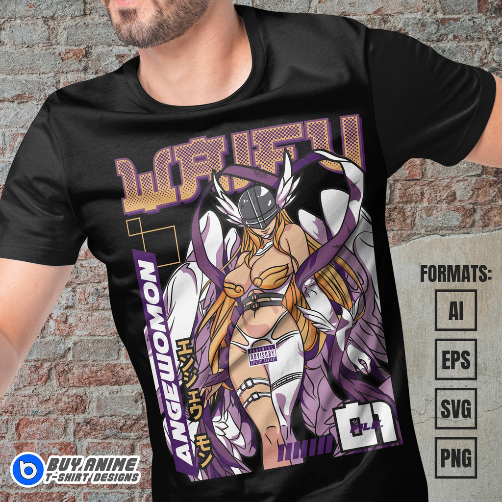 Premium Angewomon Digimon Anime Vector T-shirt Design Template #4