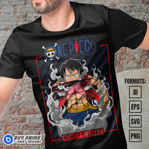 Premium Luffy One Piece Anime Vector T-shirt Design Template #27