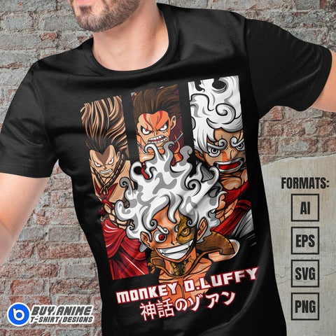 Premium Luffy One Piece Anime Vector T-shirt Design Template #5