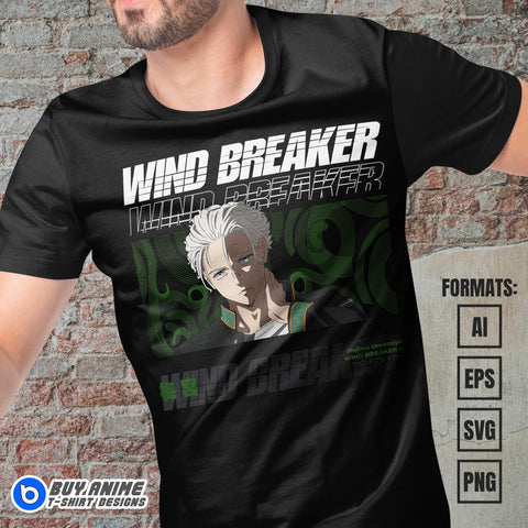 Premium Hajime Umemiya Wind Breaker Anime Vector T-shirt Design Template