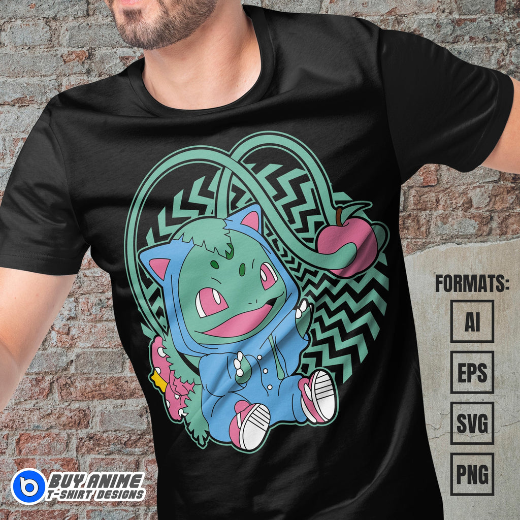 Premium Bulbasaur Pokemon Anime Vector T-shirt Design Template #2