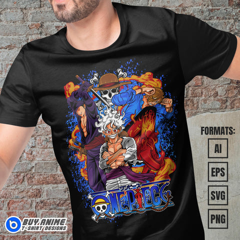 Premium One Piece Anime Vector T-shirt Design Template #13