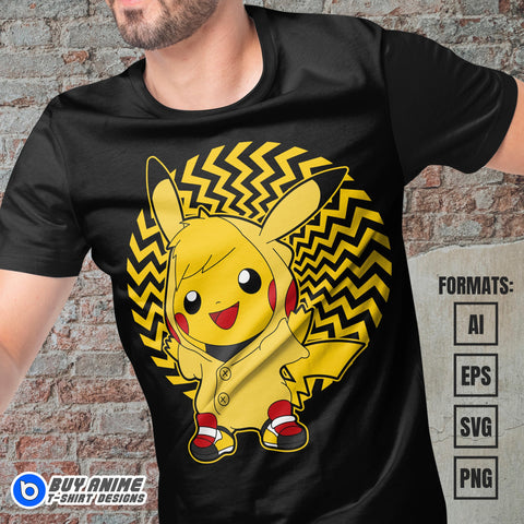 Premium Pikachu Pokemon Anime Vector T-shirt Design Template #7