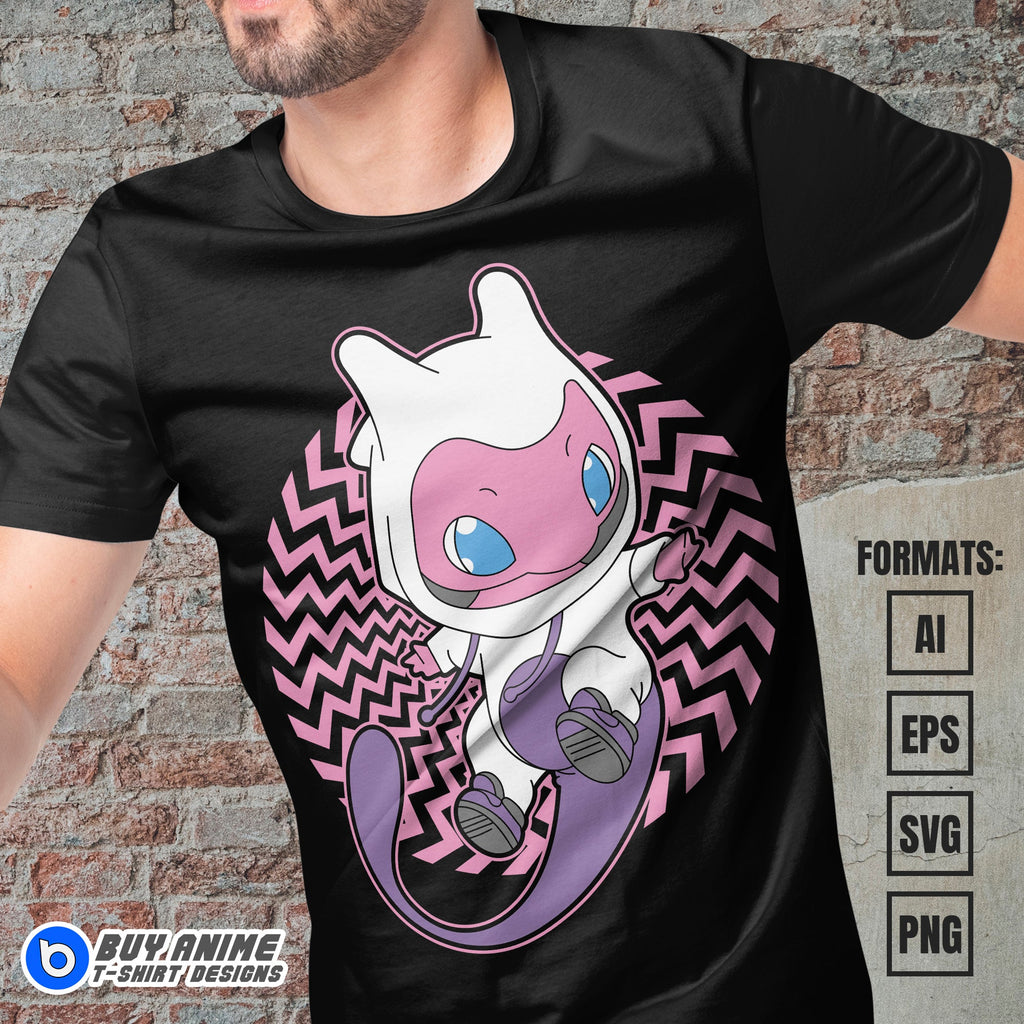 Premium Mew Pokemon Anime Vector T-shirt Design Template