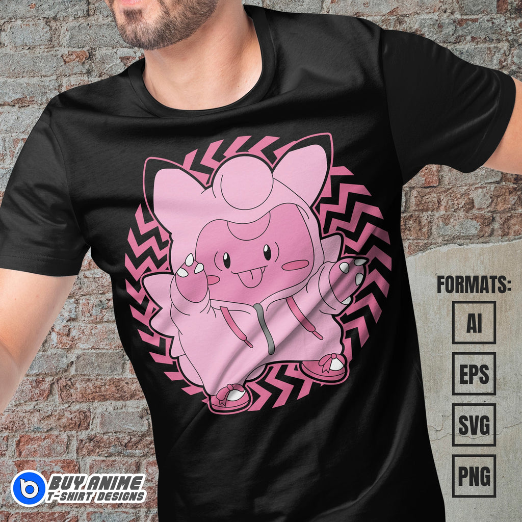 Premium Clefairy Pokemon Anime Vector T-shirt Design Template