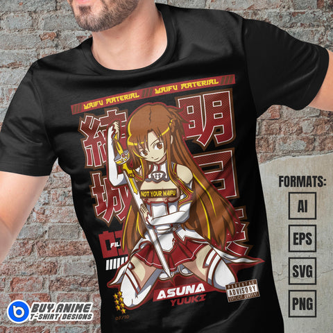 Premium Asuna Yuuki Sword Art Online Anime Vector T-shirt Design Template