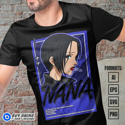 Premium Nana Osaki Anime Vector T-shirt Design Template #2