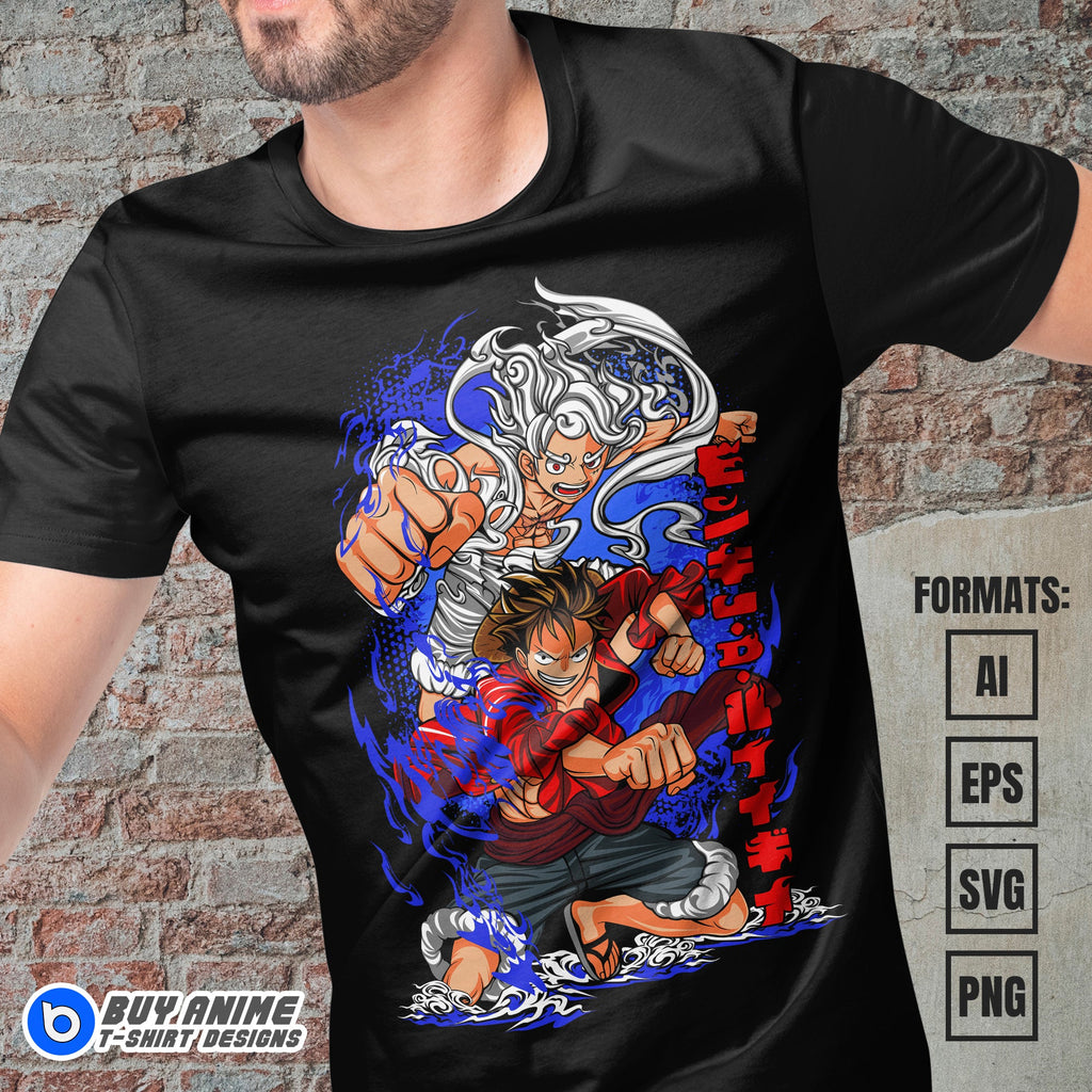 Premium Luffy One Piece Anime Vector T-shirt Design Template #6