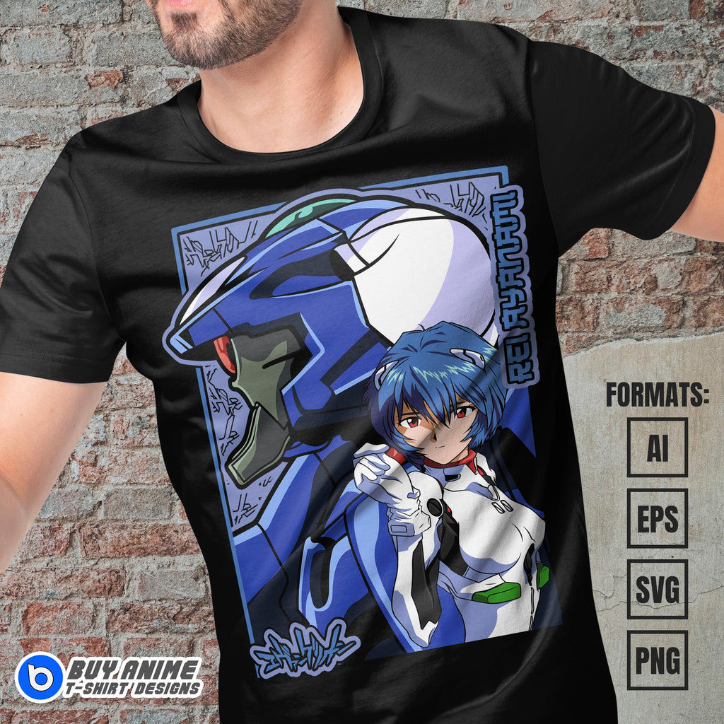 Premium Rei Ayanami Neon Genesis Evangelion Anime Vector T-shirt Design Template #3