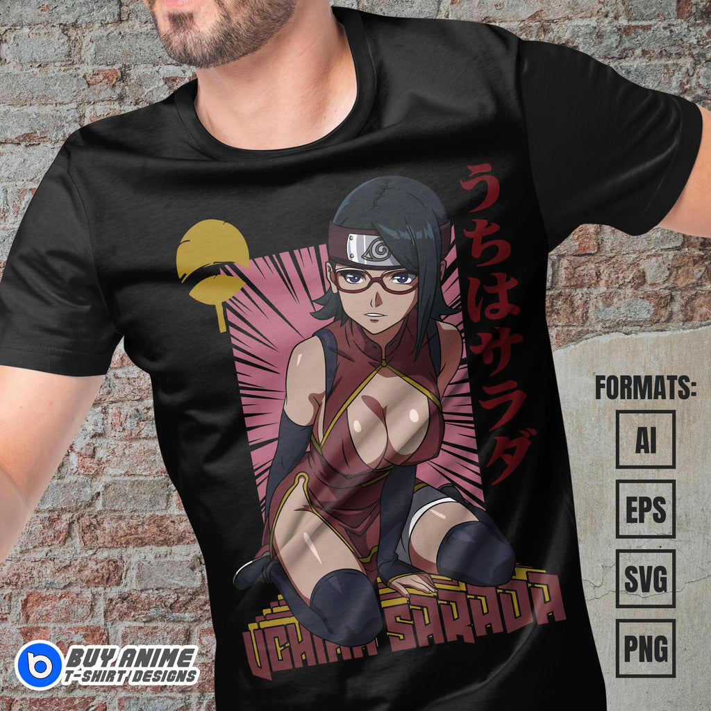 Premium Sarada Uchiha Boruto Anime Vector T-shirt Design Template #2