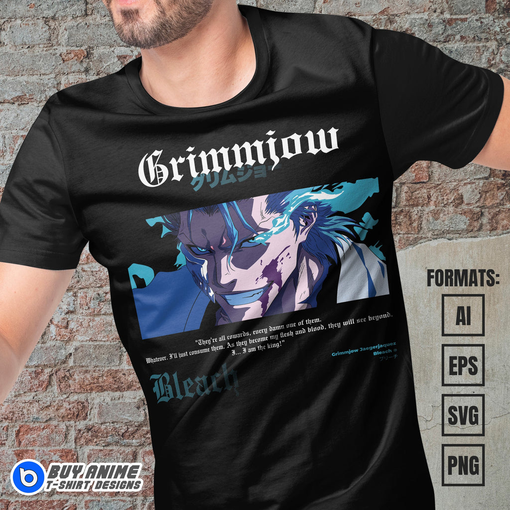 Premium Grimmjow Bleach Anime Vector T-shirt Design Template #2