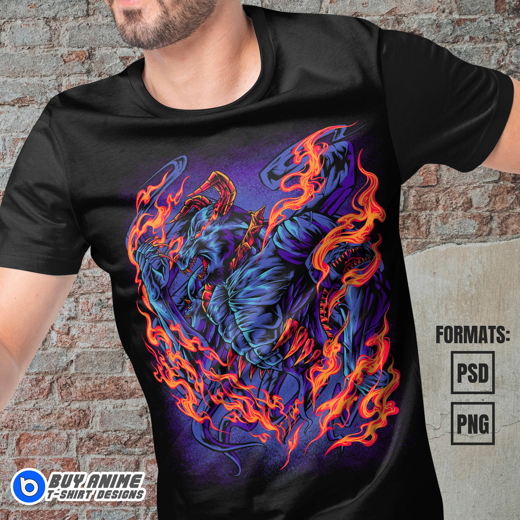 Premium Ushi Oni Yu Gi Oh Anime Vector T-shirt Design Template