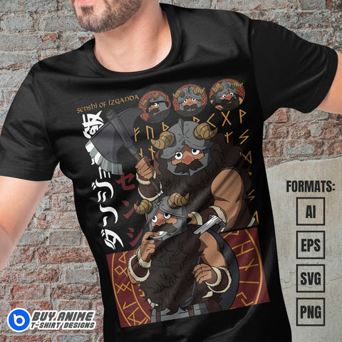 Premium Senshi Delicious In Dungeon Anime Vector T-shirt Design Template