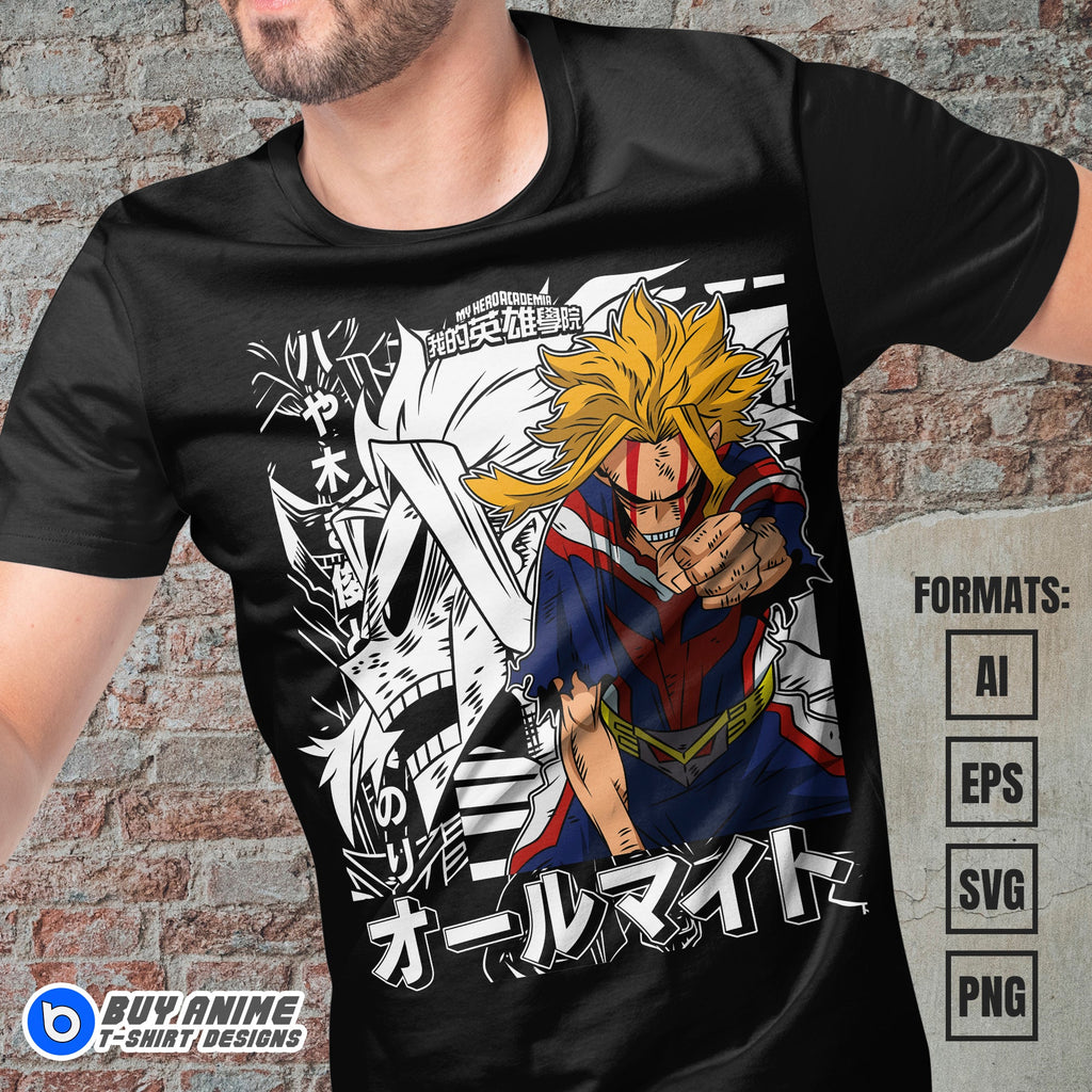 Premium All Might My Hero Academia Anime Vector T-shirt Design Template #6