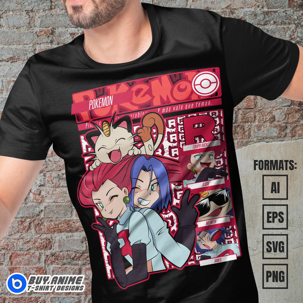 Premium Team Rocket Pokemon Anime Vector T-shirt Design Template #2