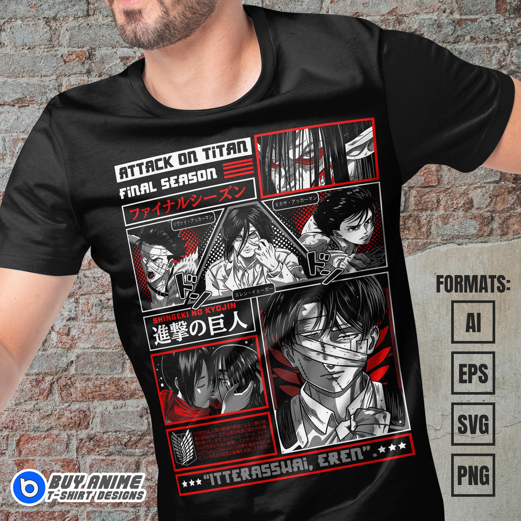 Premium Attack on Titan Anime Vector T-shirt Design Template #15