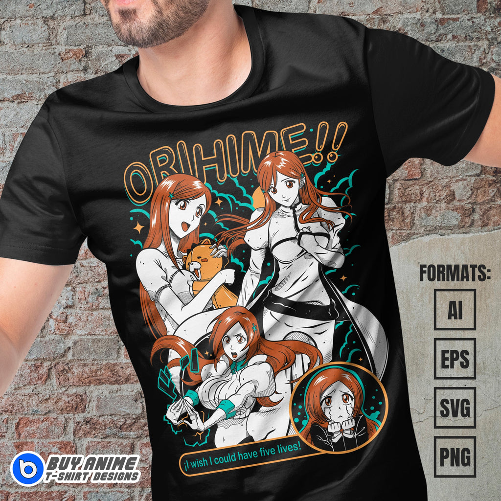 Premium Orihime Inoue Bleach Anime Vector T-shirt Design Template