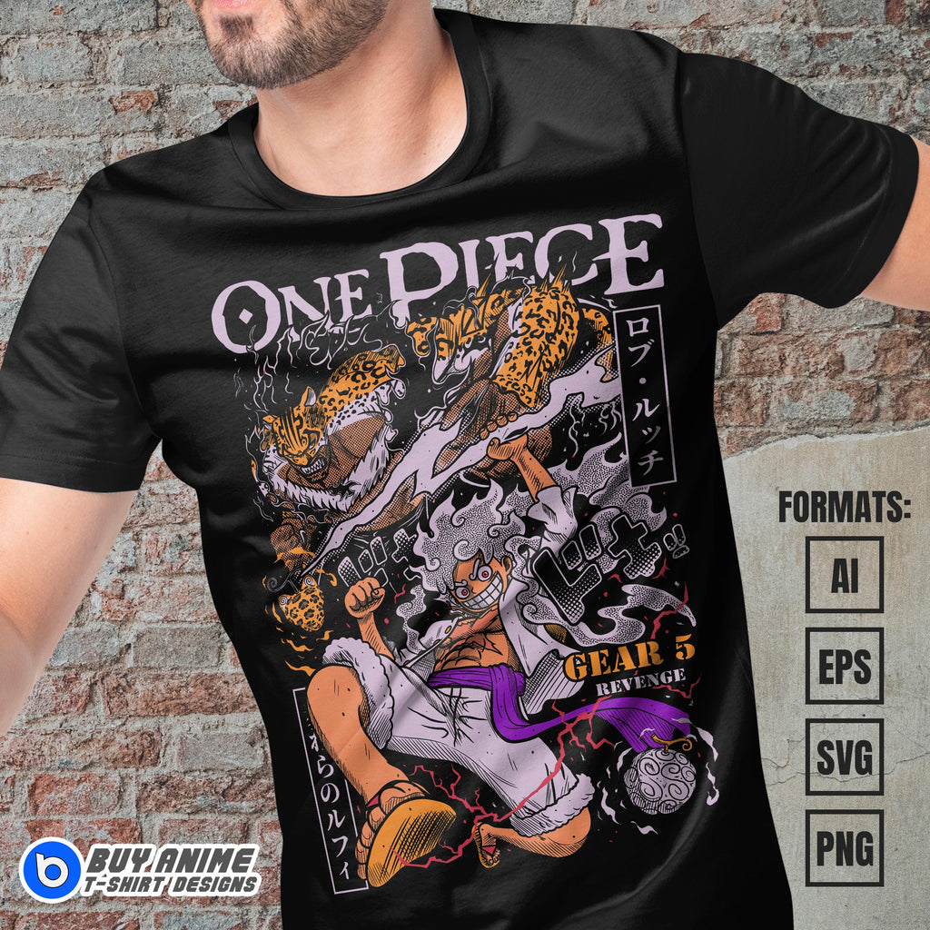 Premium Lucci x Luffy One Piece Anime Vector T-shirt Design Template #2