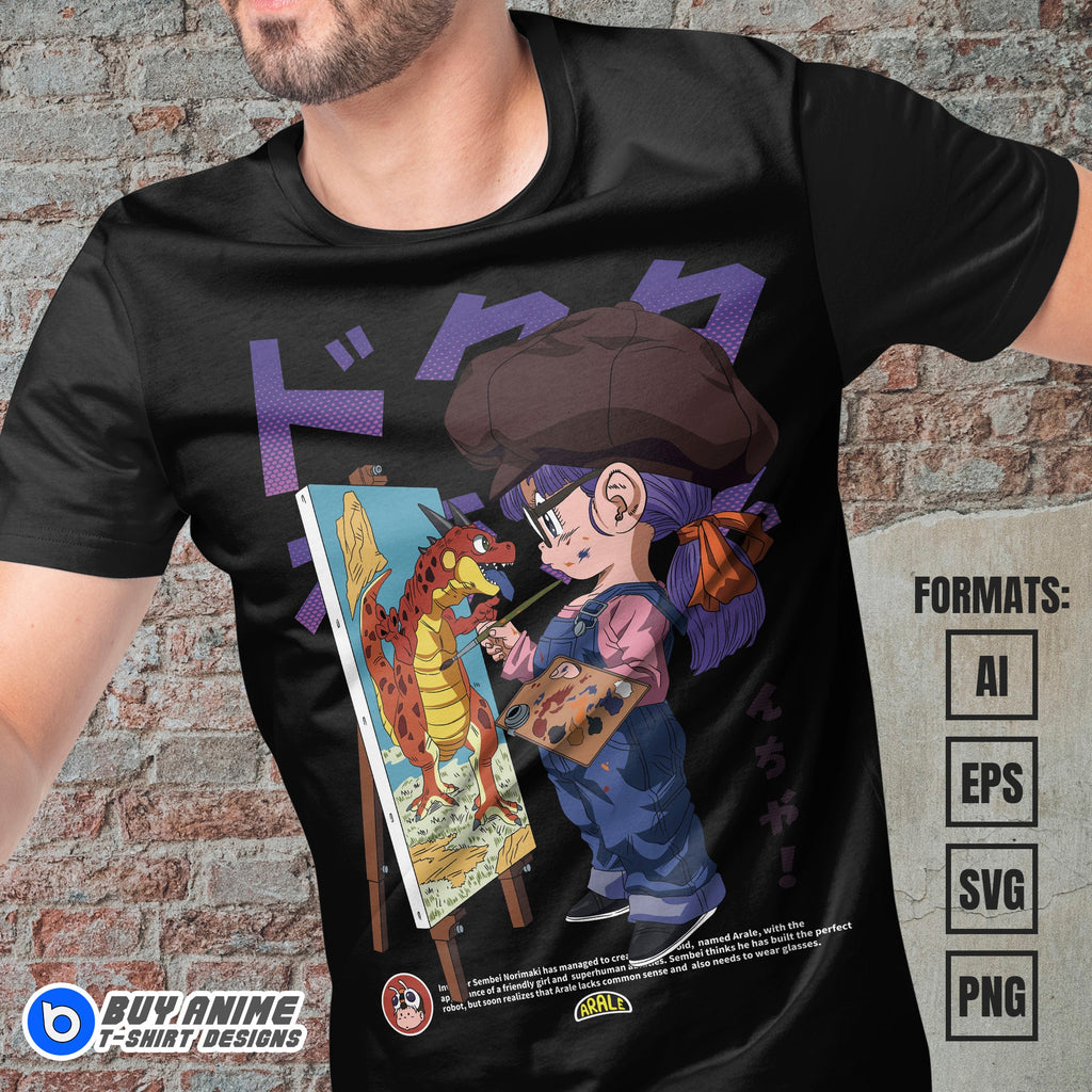 Premium Arale Norimaki Dragon Ball Anime Vector T-shirt Design Template