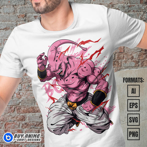 Premium Majin Boo Dragon Ball Anime Vector T-shirt Design Template #3