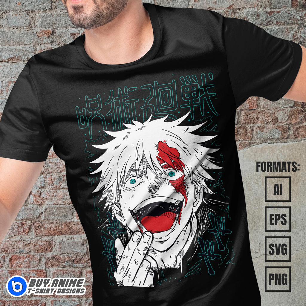 Premium Satoru Gojo Jujutsu Kaisen Anime Vector T-shirt Design Template #14