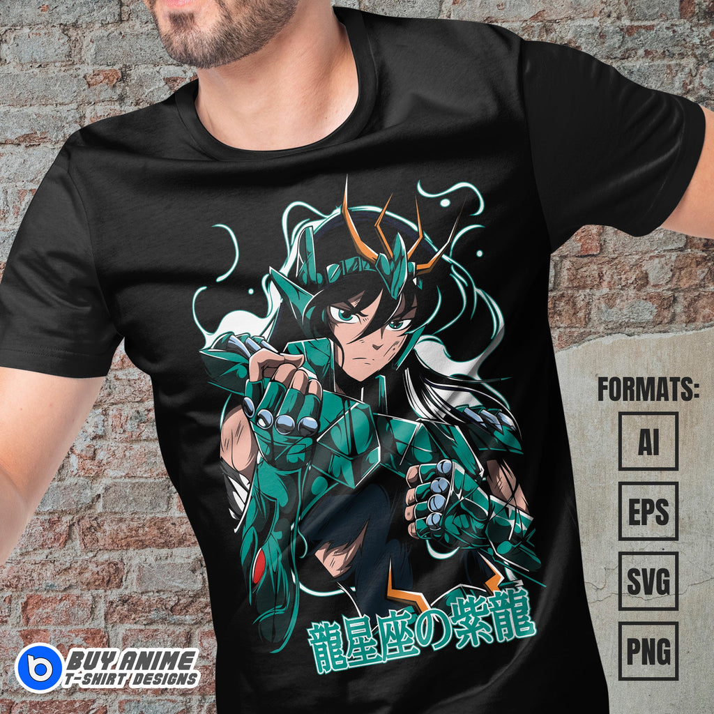 Premium Shiryu Saint Seiya Anime Vector T-shirt Design Template #2