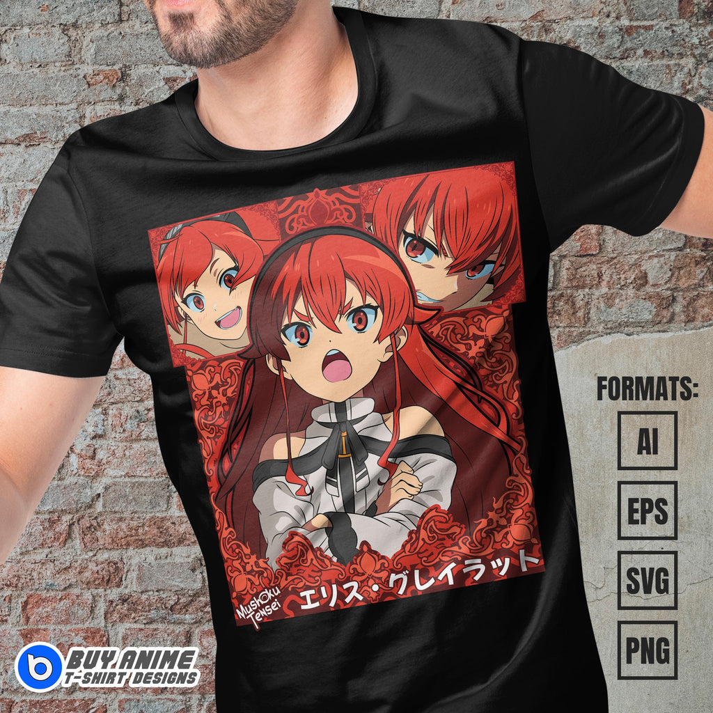 Premium Eris Boreas Greyrat Mushoku Tensei Anime Vector T-shirt Design Template