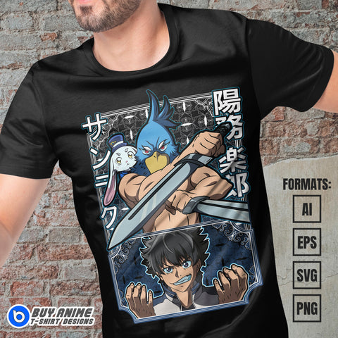 Premium Rakuro Hizutome Shangri-La Frontier Anime Vector T-shirt Design Template