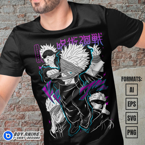 Premium Satoru Gojo Jujutsu Kaisen Anime Vector T-shirt Design Template #15