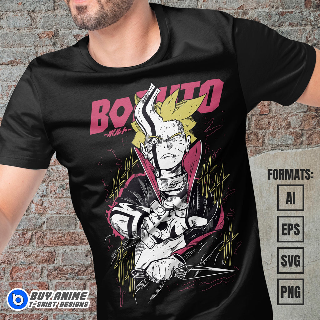 Premium Boruto Otsutsuki Anime Vector T-shirt Design Template #3