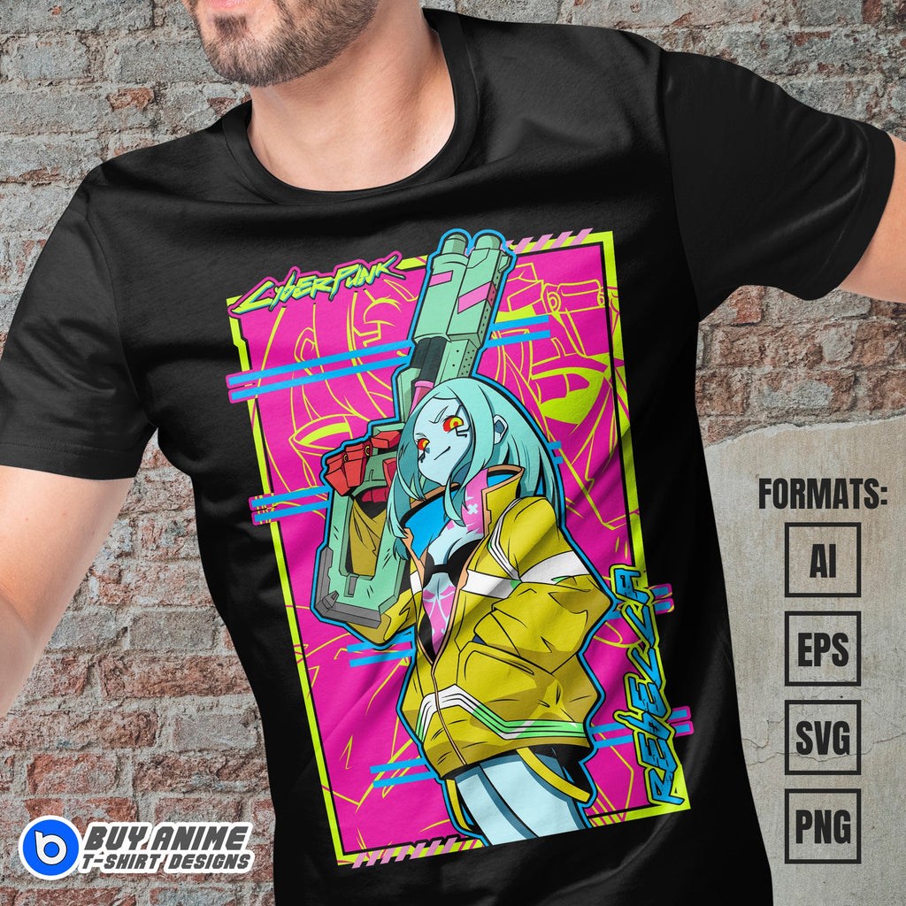 Premium Rebecca Cyberpunk Edgerunners Vector T-shirt Design Template #3