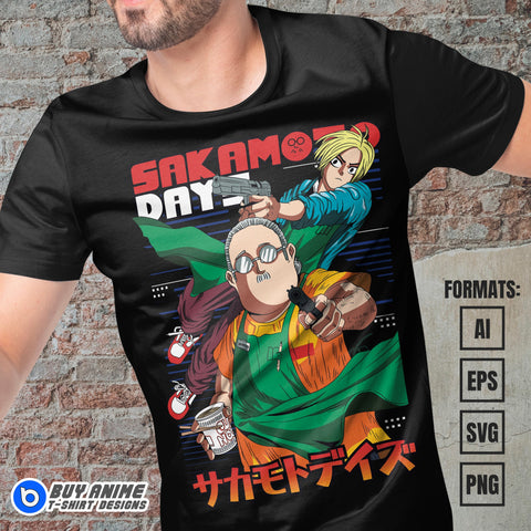 Premium Sakamoto Days Anime Vector T-shirt Design Template