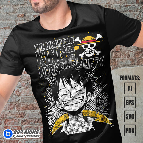 Premium Luffy One Piece Anime Vector T-shirt Design Template #30