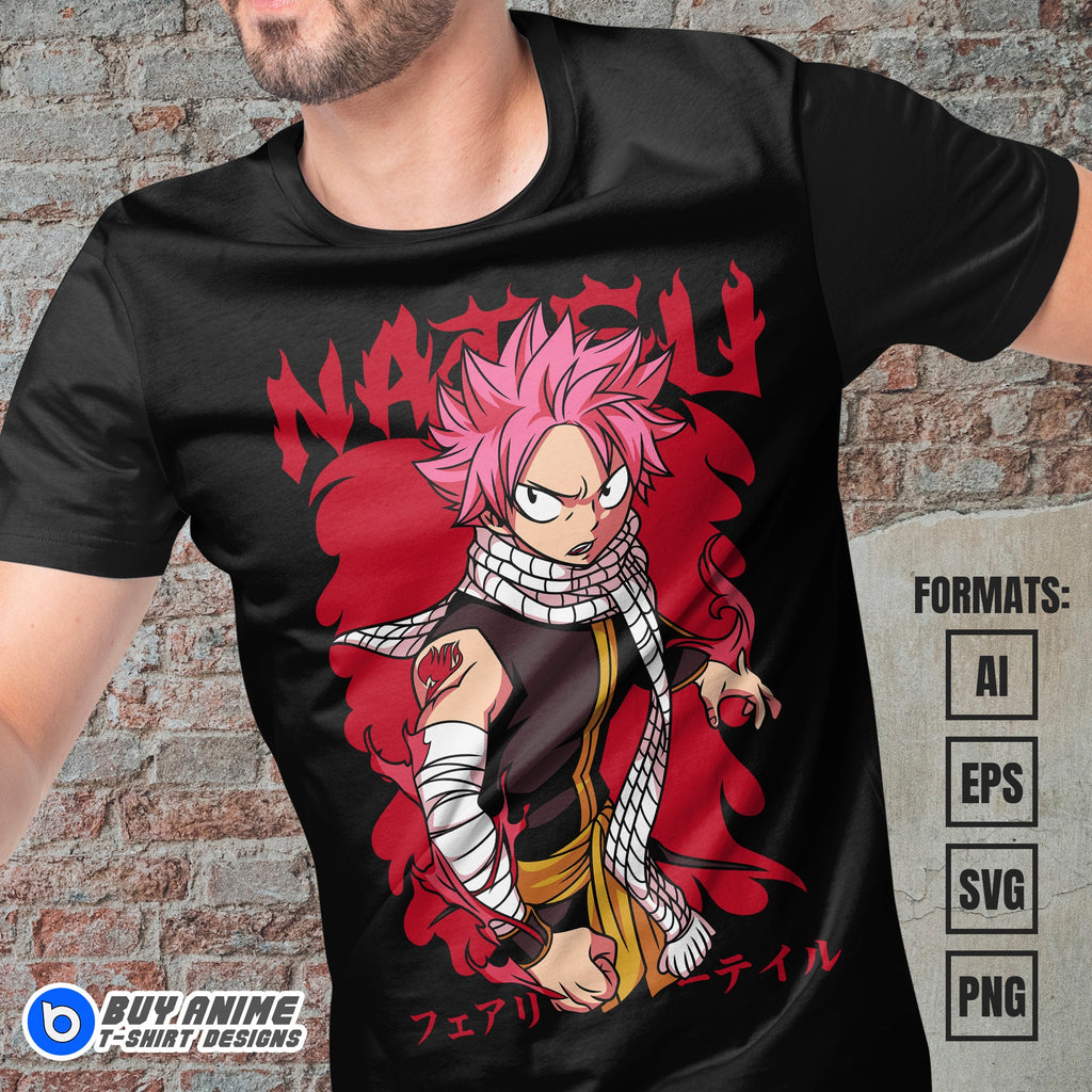 Premium Natsu Fairy Tail Anime Vector T-shirt Design Template #2