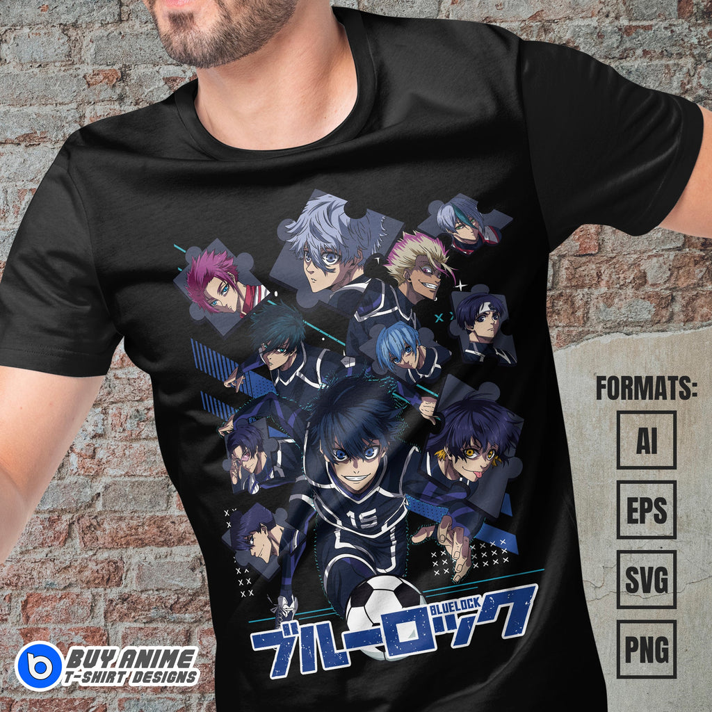 Premium Blue Lock Anime Vector T-shirt Design Template #6