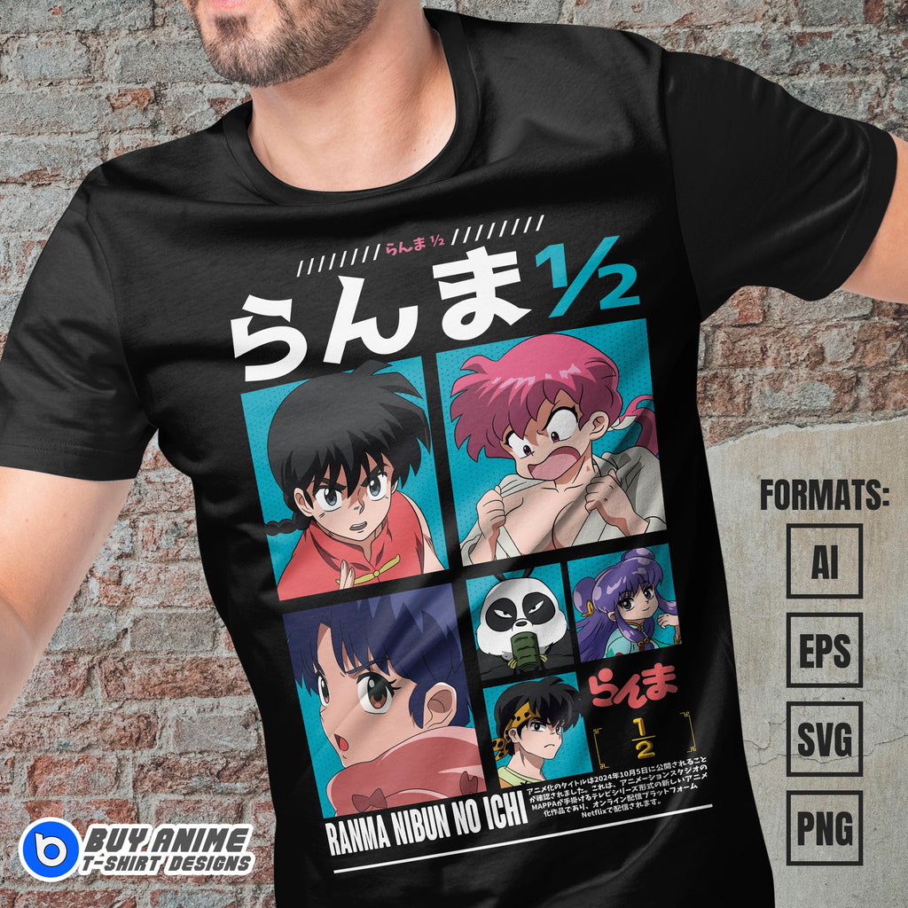 Premium Ranma 1/2 Anime Vector T-shirt Design Template #4