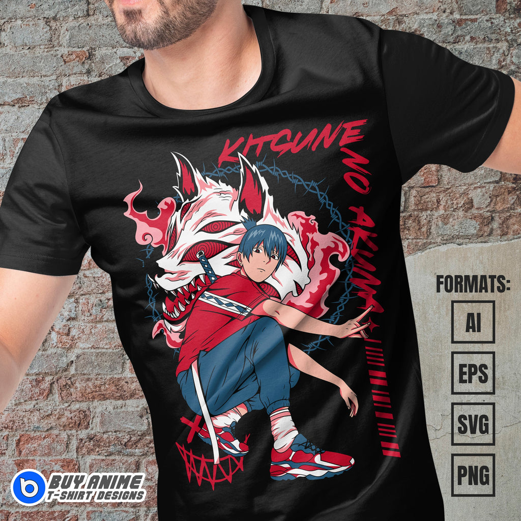 Premium Aki Hayakawa Chainsaw Man Anime Vector T-shirt Design Template #4