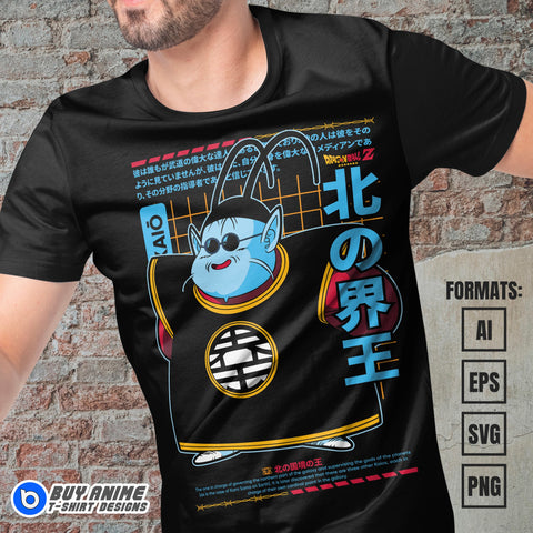 Premium Kaio Sama Dragon Ball Anime Vector T-shirt Design Template