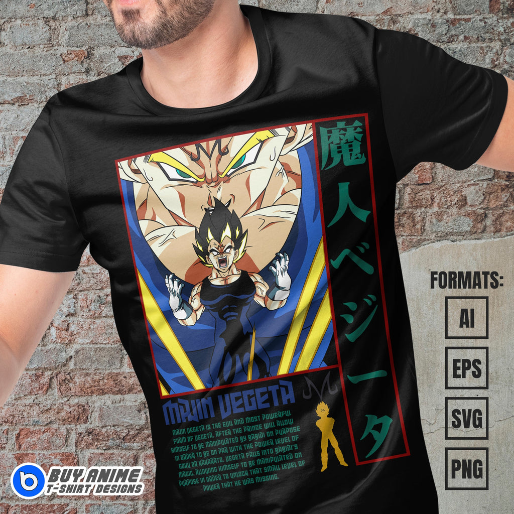 Premium Majin Vegeta Dragon Ball Anime Vector T-shirt Design Template #4