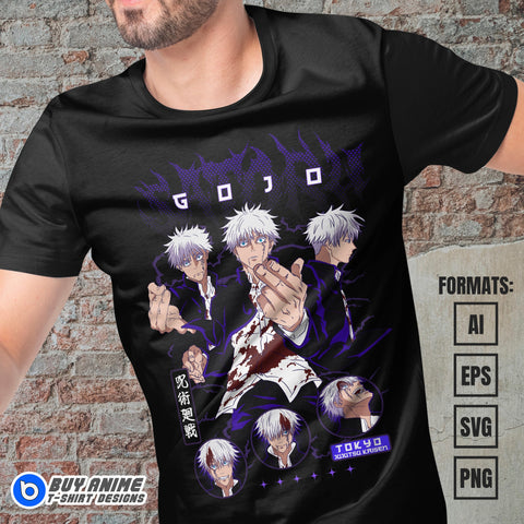 Premium Satoru Gojo Jujutsu Kaisen Anime Vector T-shirt Design Template #16